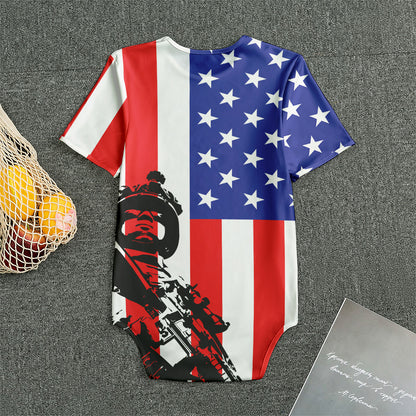 Military American Flag Print Men's Bodysuit