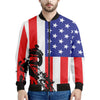 Military American Flag Print Men's Bomber Jacket