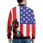 Military American Flag Print Men's Bomber Jacket