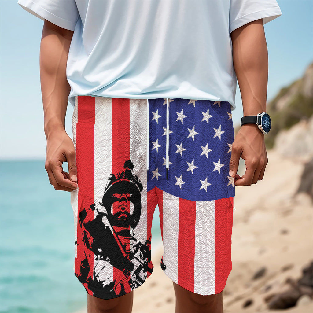 Military American Flag Print Men's Cargo Shorts