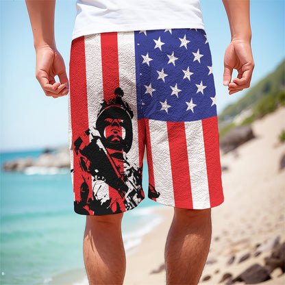 Military American Flag Print Men's Cargo Shorts