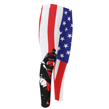 Military American Flag Print Men's Compression Pants