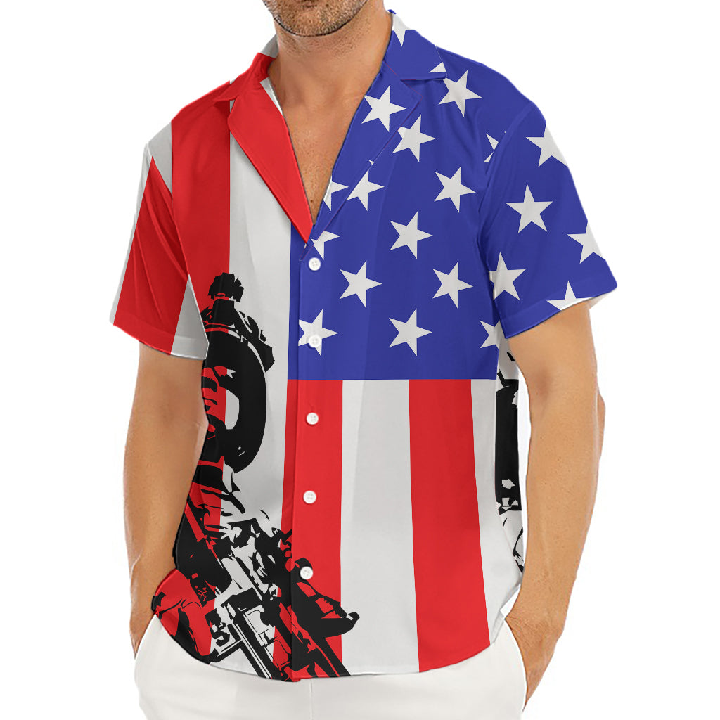 Military American Flag Print Men's Deep V-Neck Shirt