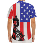 Military American Flag Print Men's Deep V-Neck Shirt