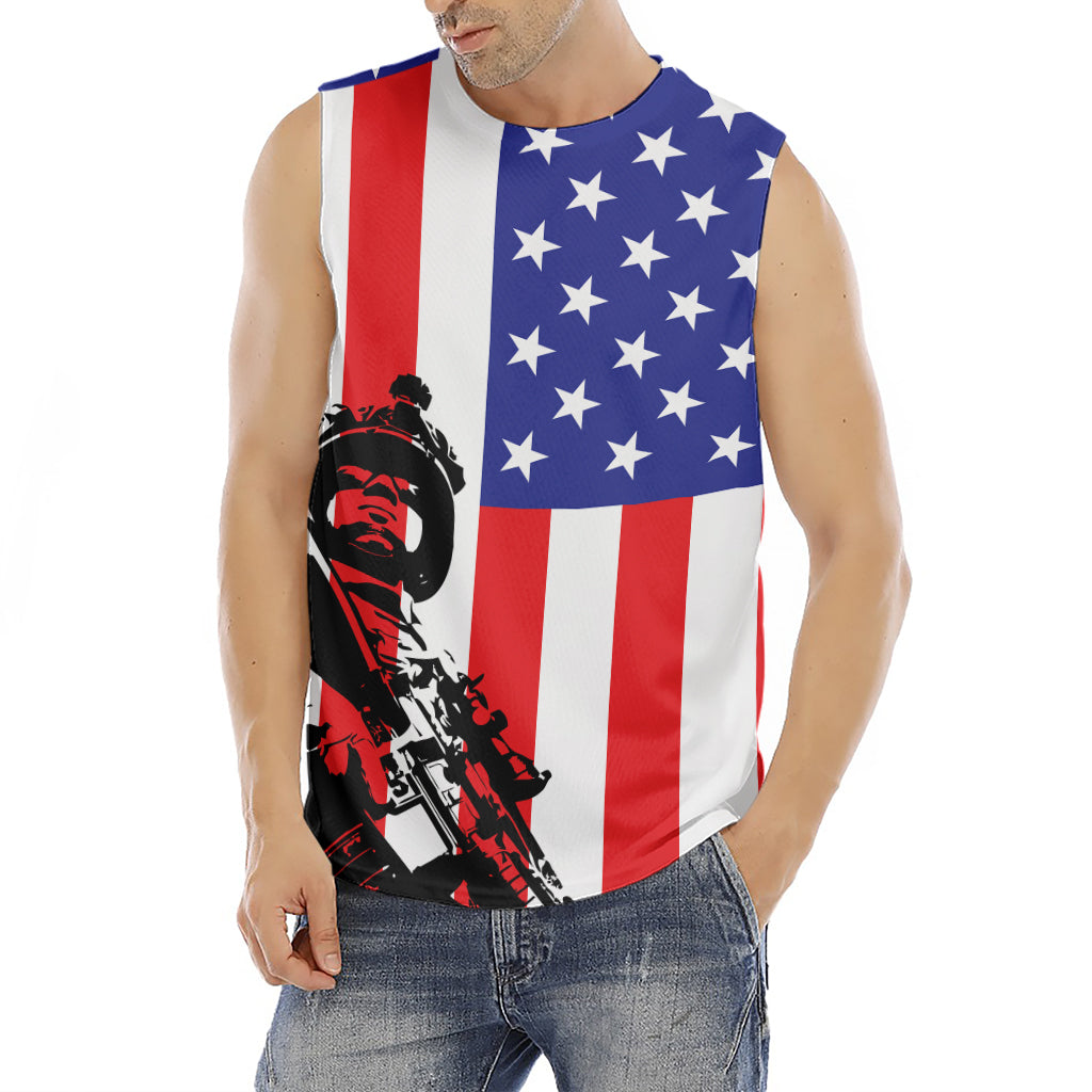 Military American Flag Print Men's Fitness Tank Top
