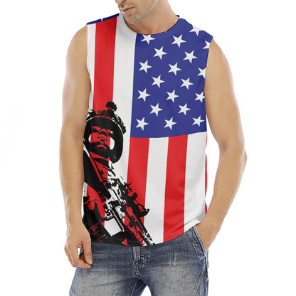 Military American Flag Print Men's Fitness Tank Top