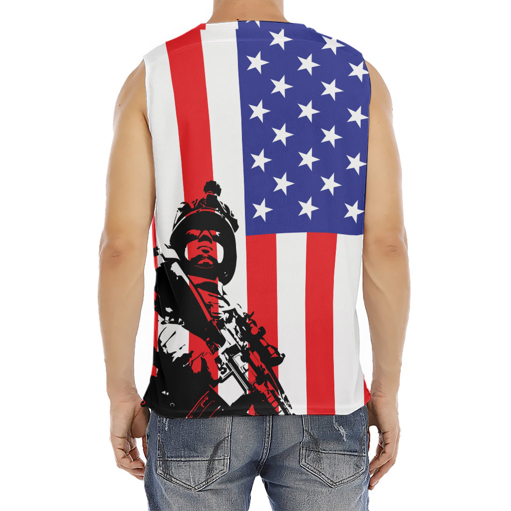 Military American Flag Print Men's Fitness Tank Top