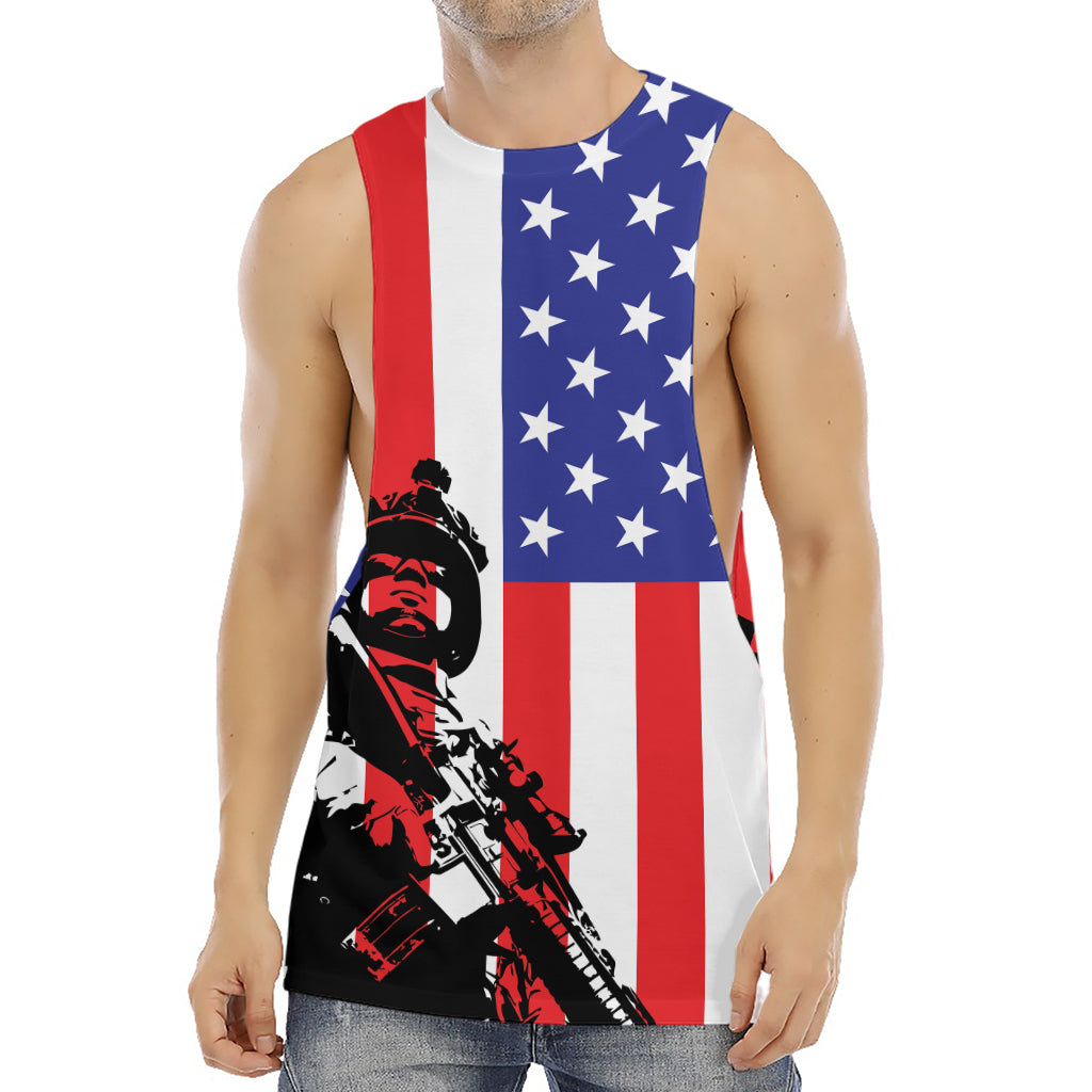 Military American Flag Print Men's Muscle Tank Top