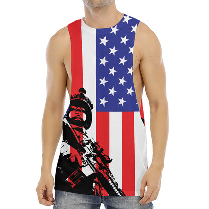 Military American Flag Print Men's Muscle Tank Top