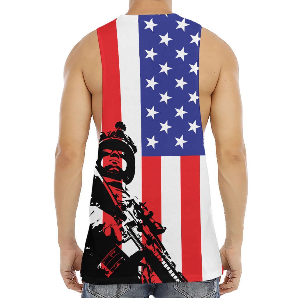 Military American Flag Print Men's Muscle Tank Top
