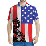 Military American Flag Print Men's Polo Shirt