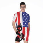 Military American Flag Print Men's Rompers