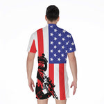 Military American Flag Print Men's Rompers