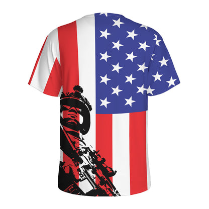Military American Flag Print Men's Sports T-Shirt