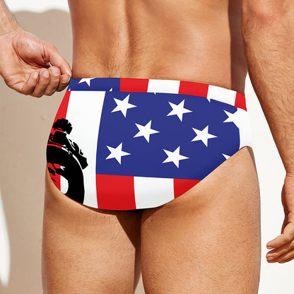 Military American Flag Print Men's Swim Briefs