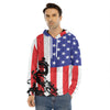 Military American Flag Print Men's Velvet Pullover Hoodie