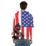 Military American Flag Print Men's Velvet Pullover Hoodie