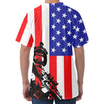 Military American Flag Print Men's Velvet T-Shirt