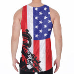 Military American Flag Print Men's Velvet Tank Top