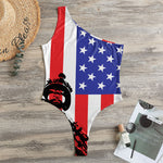Military American Flag Print One Shoulder Bodysuit