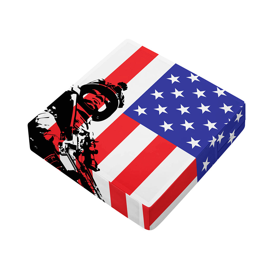 Military American Flag Print Outdoor Seat Cushion Cover