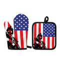 Military American Flag Print Oven Mitt And Pot Holder Set