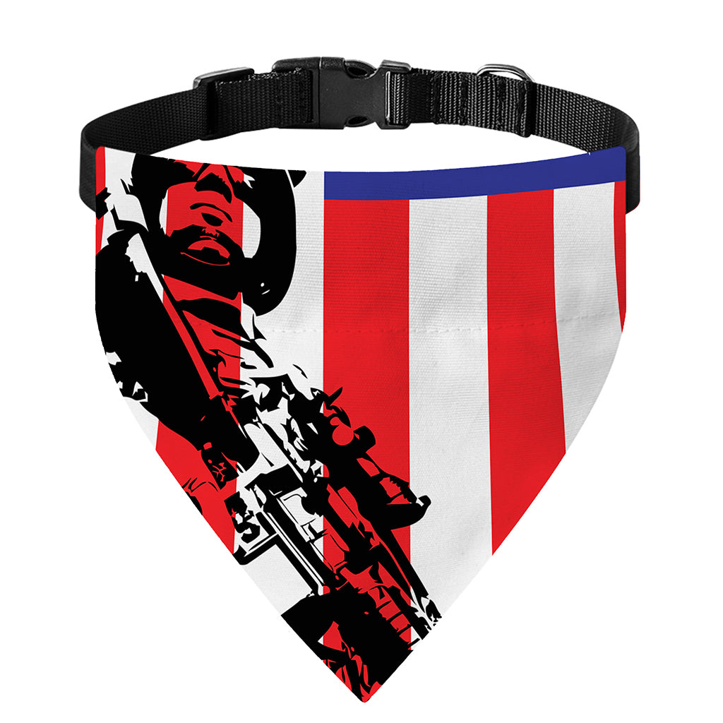 Military American Flag Print Over The Collar Dog Bandana