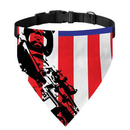 Military American Flag Print Over The Collar Dog Bandana