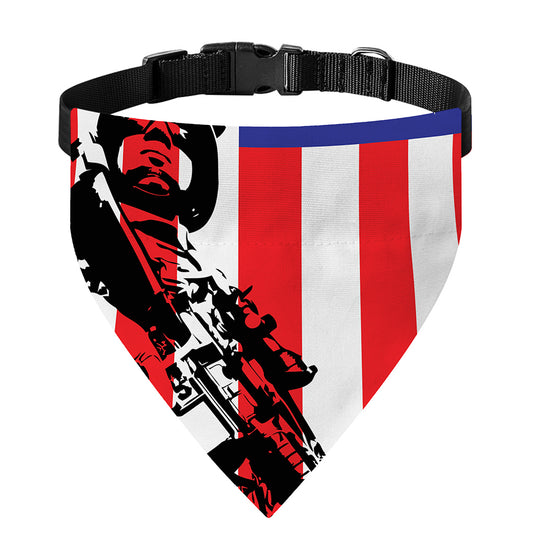 Military American Flag Print Over The Collar Dog Bandana