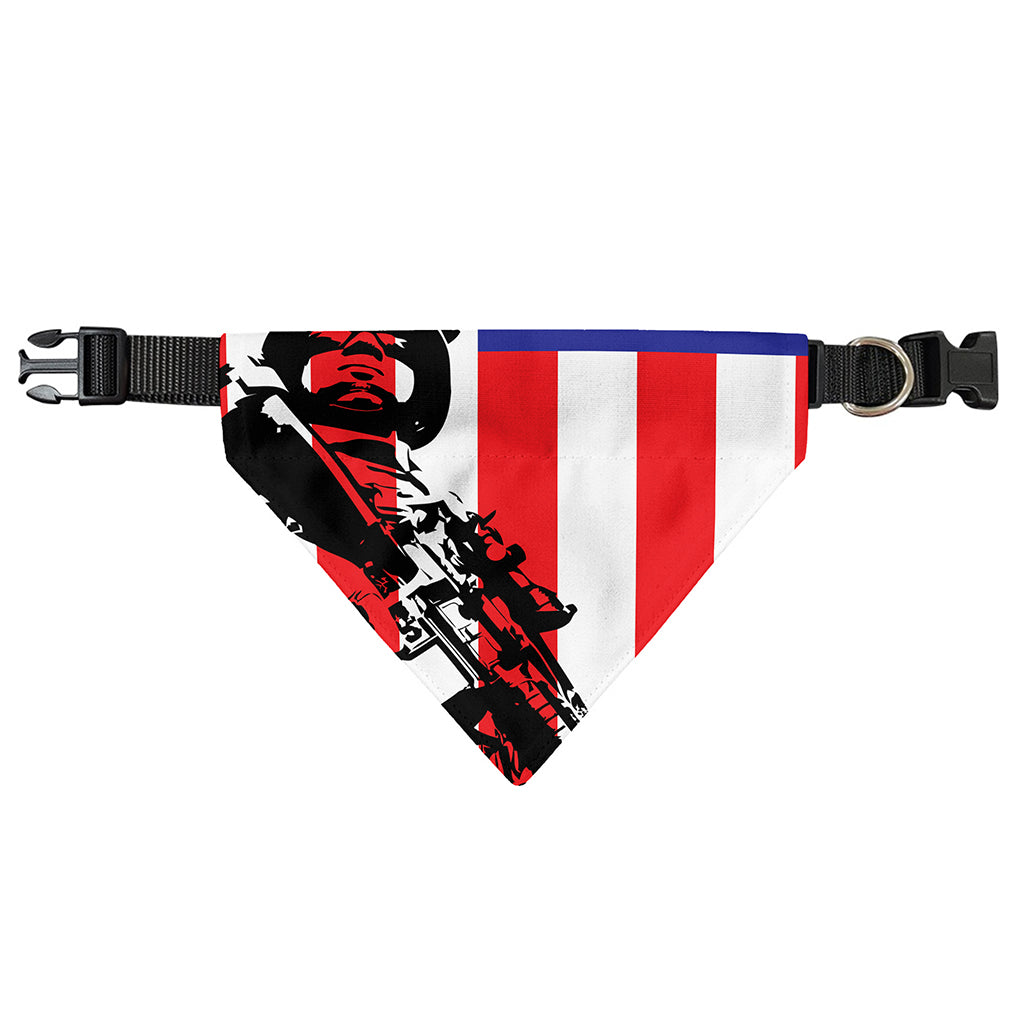 Military American Flag Print Over The Collar Dog Bandana