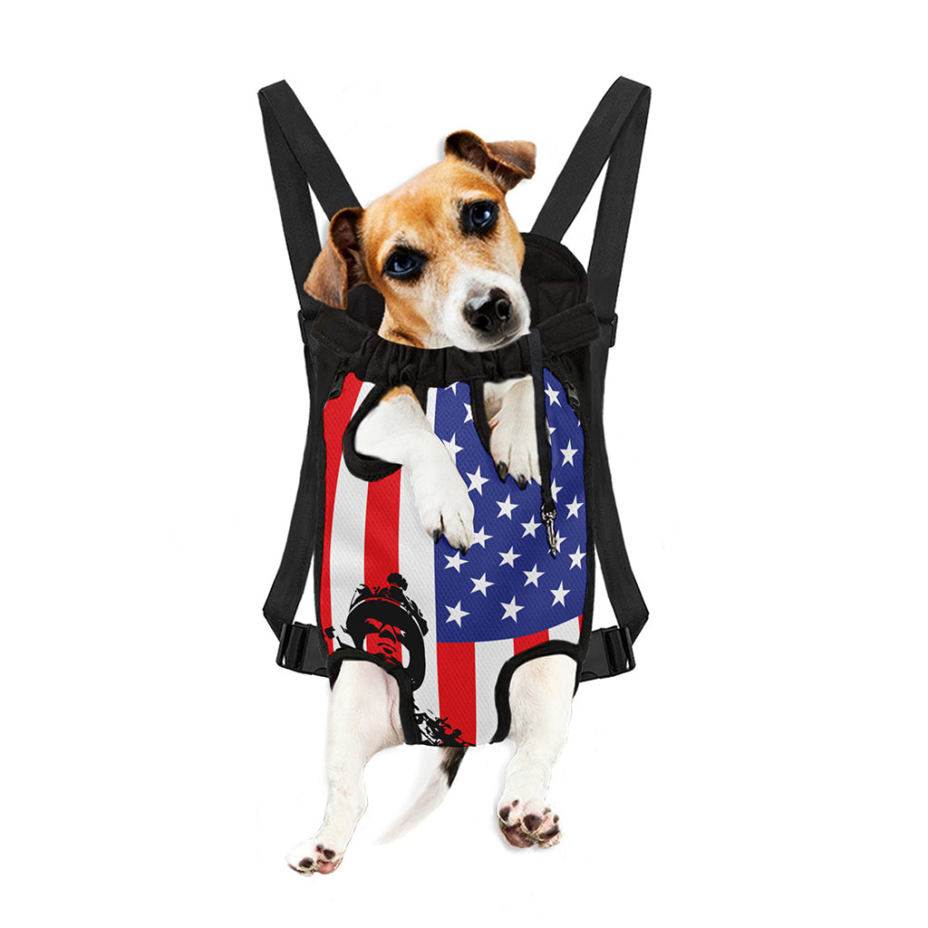 Military American Flag Print Pet Carrier Backpack