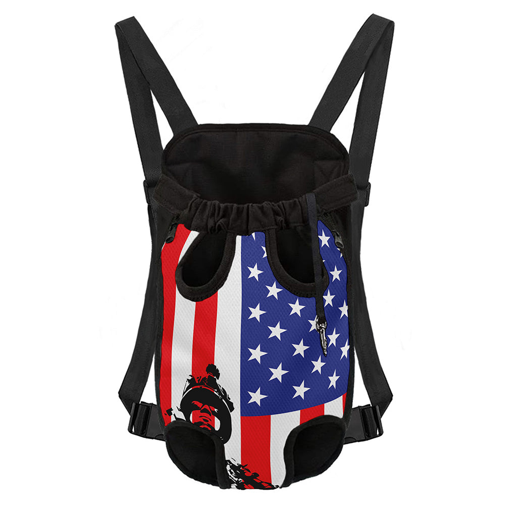 Military American Flag Print Pet Carrier Backpack