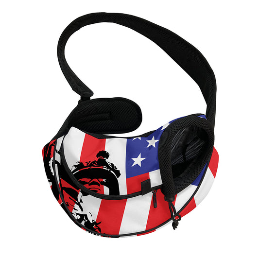Military American Flag Print Pet Sling Carrier
