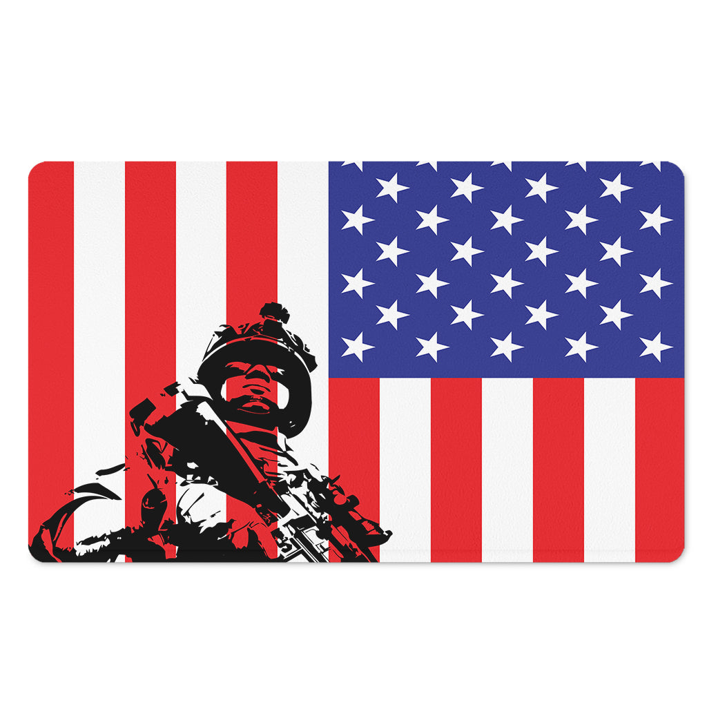 Military American Flag Print Polyester Doormat