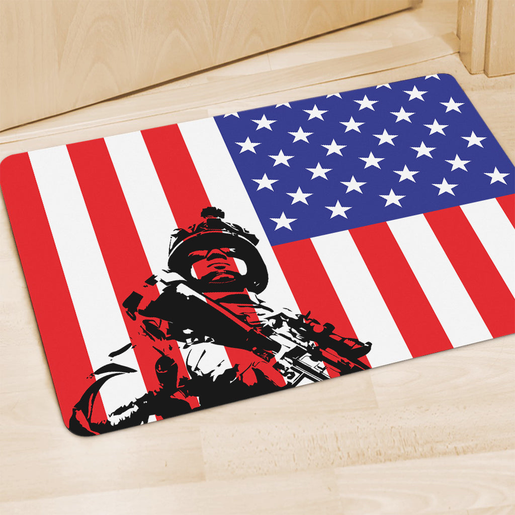 Military American Flag Print Polyester Doormat