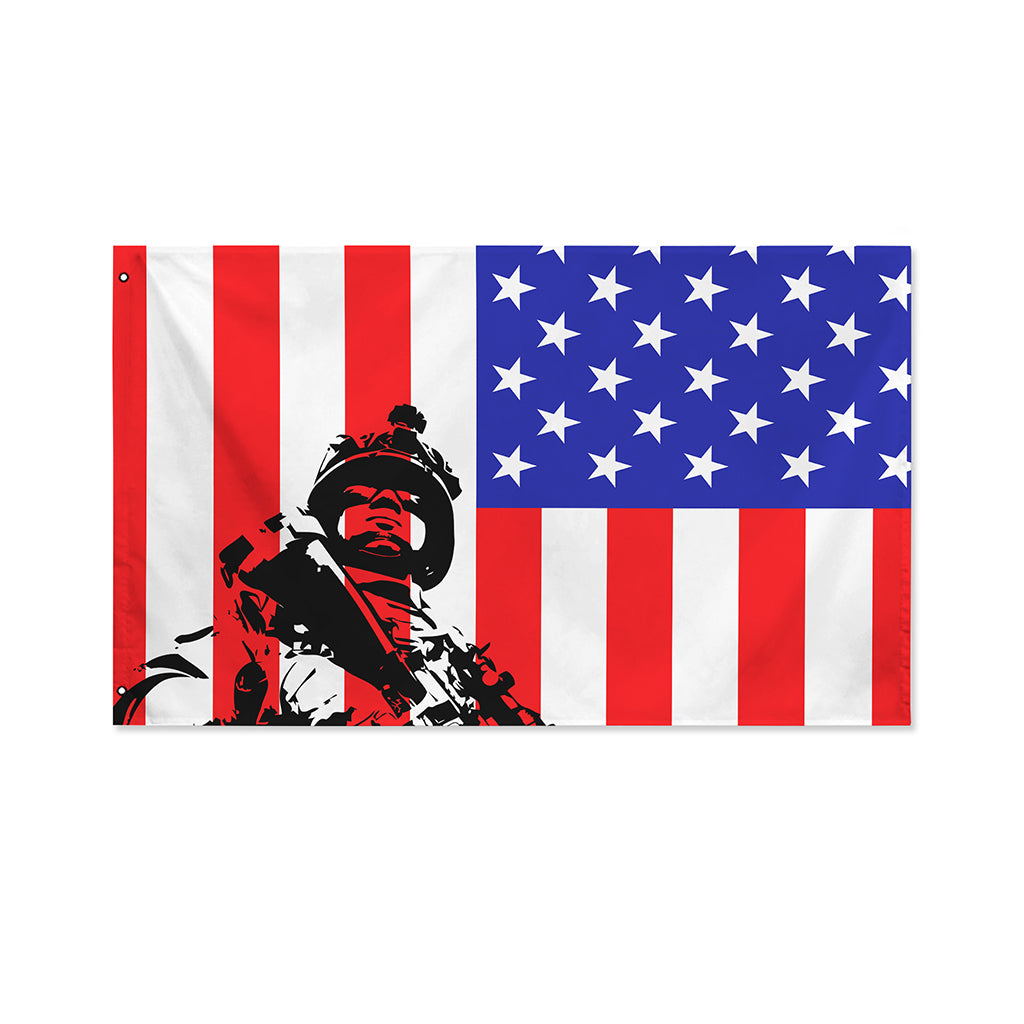 Military American Flag Print Polyester Flag