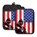 Military American Flag Print Pot Holders With Pocket
