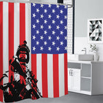 Military American Flag Print Premium Shower Curtain