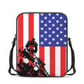 Military American Flag Print Rectangular Crossbody Bag