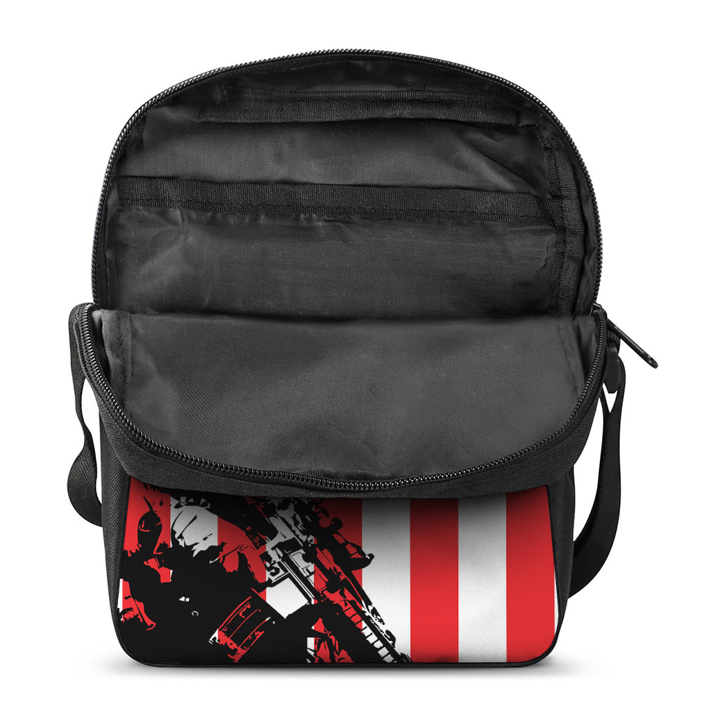 Military American Flag Print Rectangular Crossbody Bag