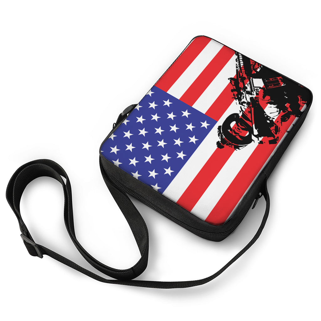 Military American Flag Print Rectangular Crossbody Bag