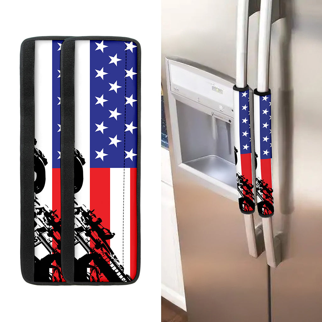 Military American Flag Print Refrigerator Handle Covers