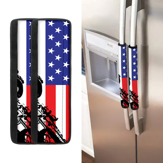 Military American Flag Print Refrigerator Handle Covers