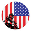 Military American Flag Print Round Blanket