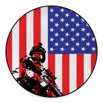 Military American Flag Print Round Floor Mat
