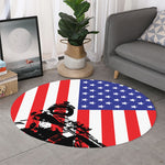 Military American Flag Print Round Rug