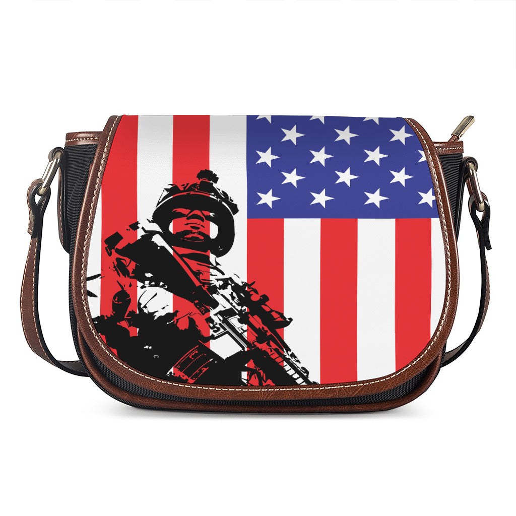Military American Flag Print Saddle Bag