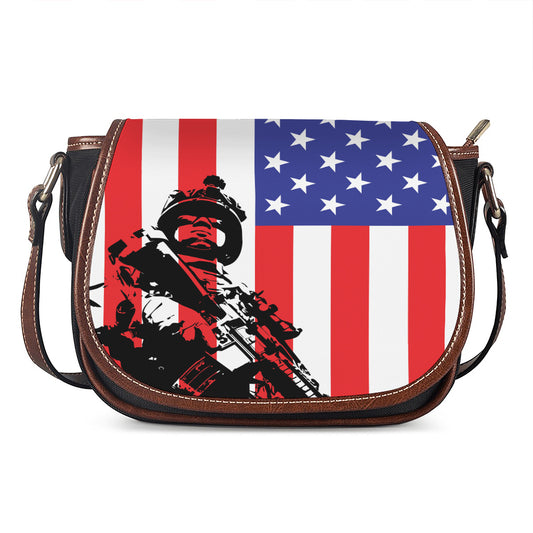 Military American Flag Print Saddle Bag