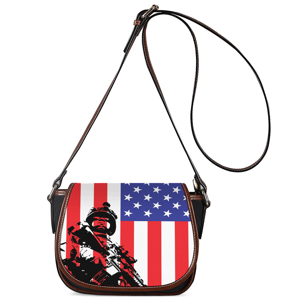 Military American Flag Print Saddle Bag