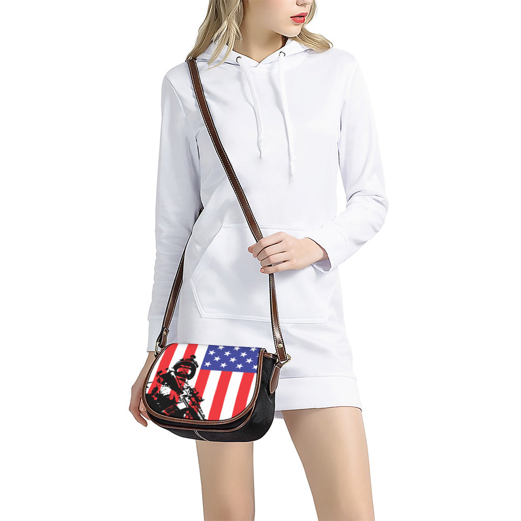 Military American Flag Print Saddle Bag
